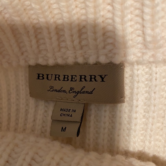 Burberry White Wool Striped Sleeve Sweater - Picture 4 of 5